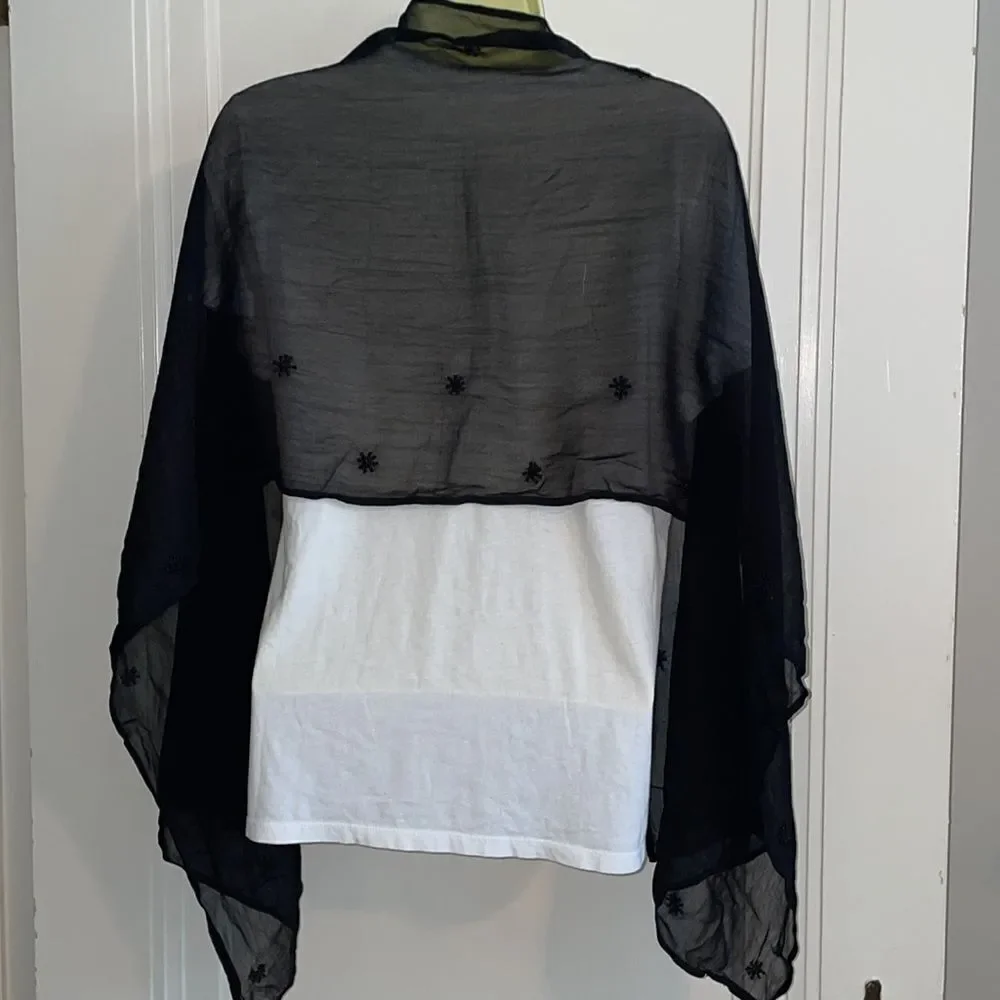 Black chiffon polyester‎ shawl/wrap with black beads